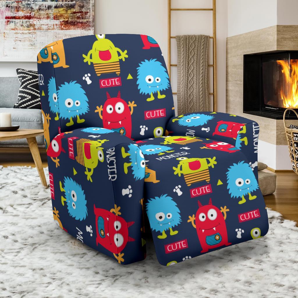 Monster Fluffy Pattern Print Recliner Cover-grizzshop