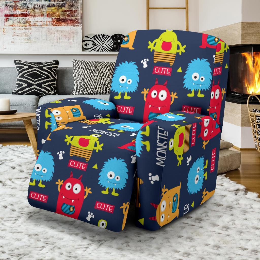 Monster Fluffy Pattern Print Recliner Cover-grizzshop