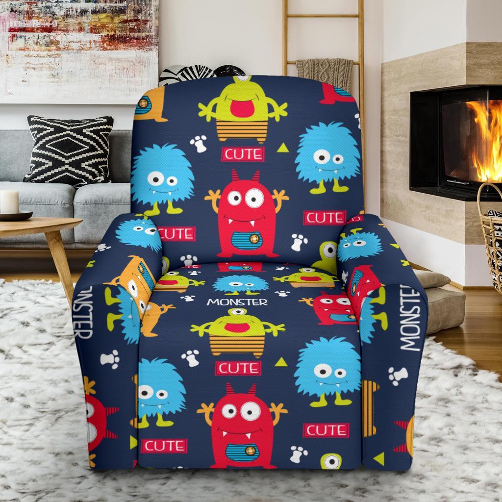 Monster Fluffy Pattern Print Recliner Cover-grizzshop