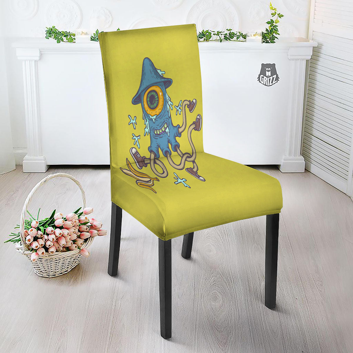 Monster Graffiti Characters Print Dining Chair Slipcover-grizzshop