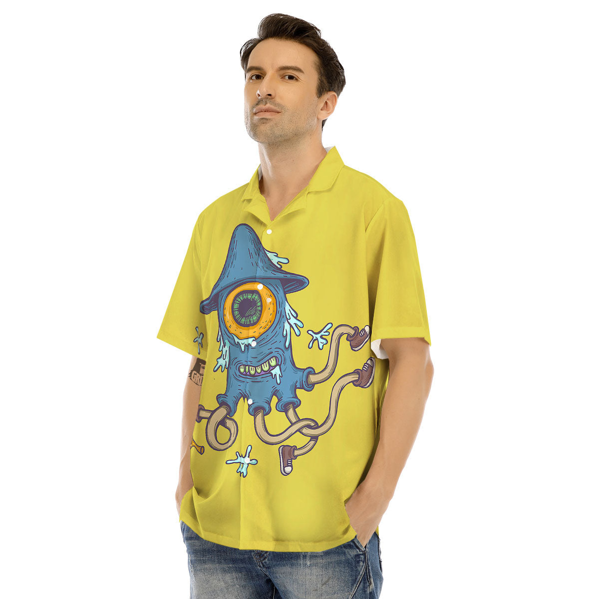 Monster Graffiti Characters Print Men's Hawaiian Shirt-grizzshop