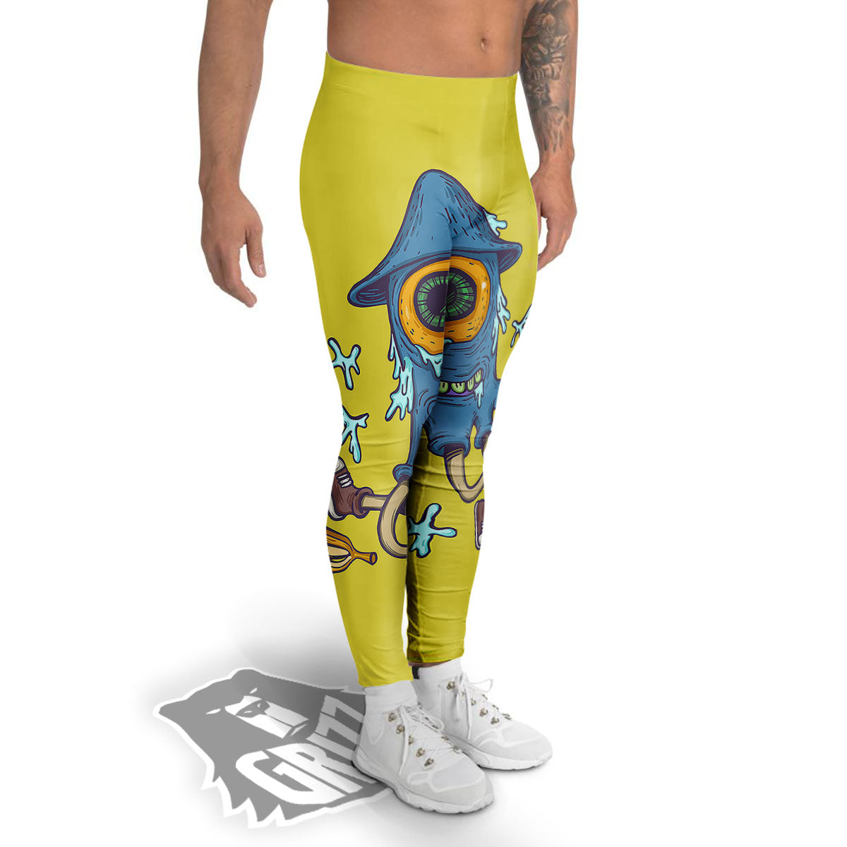 Monster Graffiti Characters Print Men's Leggings-grizzshop