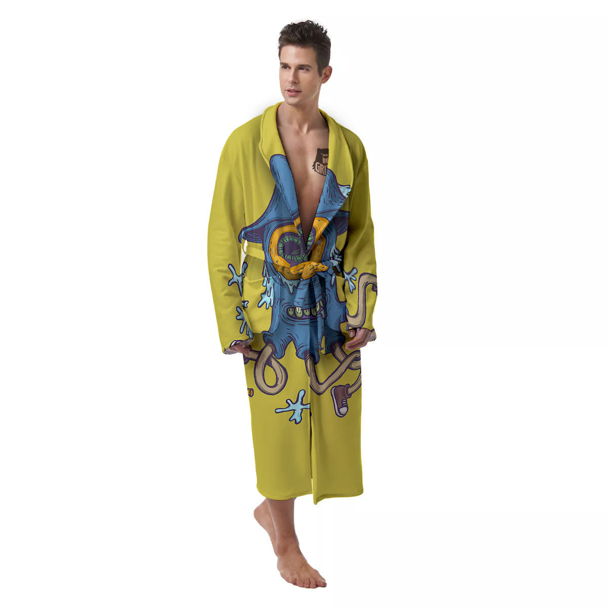 Monster Graffiti Characters Print Men's Robe-grizzshop