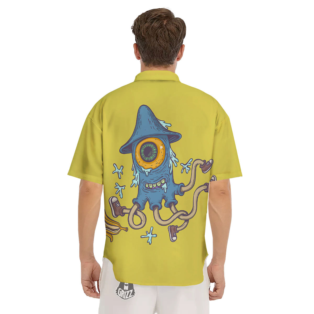Monster Graffiti Characters Print Men's Short Sleeve Shirts-grizzshop