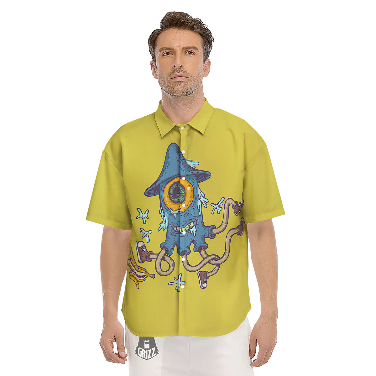 Monster Graffiti Characters Print Men's Short Sleeve Shirts-grizzshop
