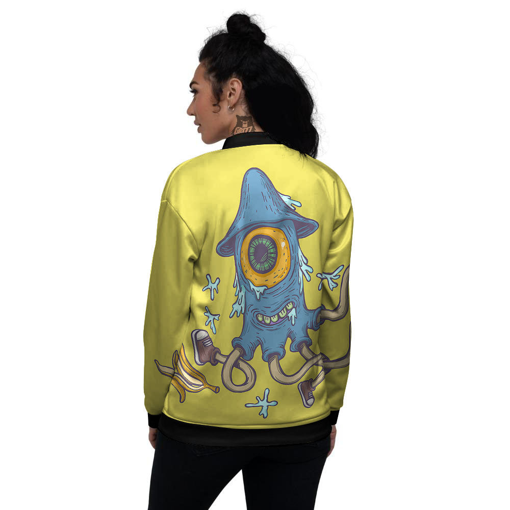 Monster Graffiti Characters Print Women's Bomber Jacket-grizzshop