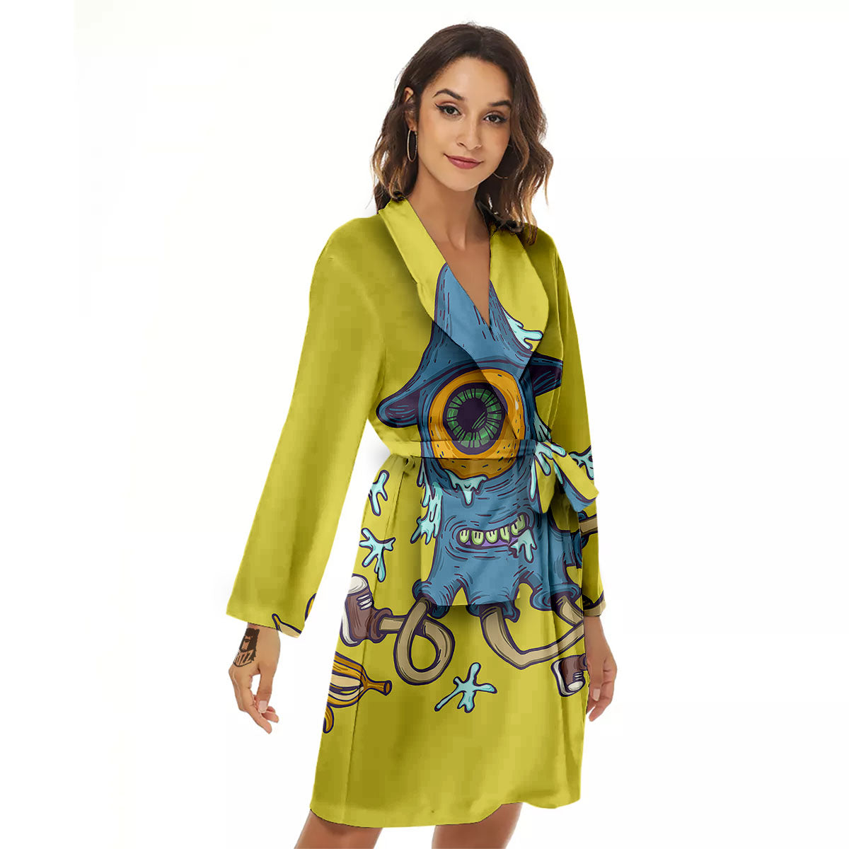 Monster Graffiti Characters Print Women's Robe-grizzshop