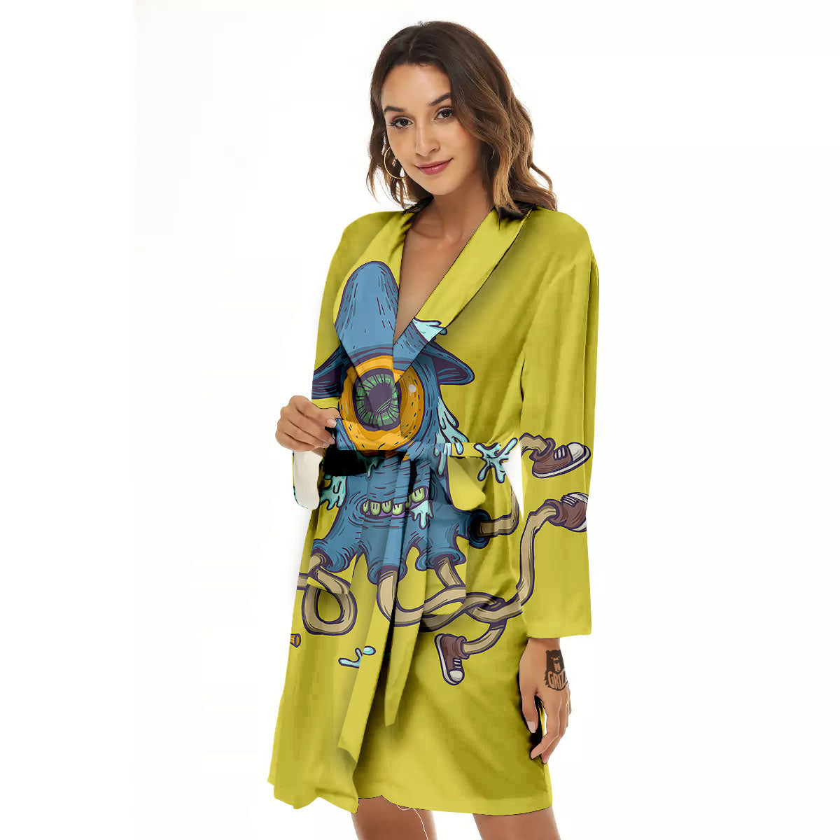 Monster Graffiti Characters Print Women's Robe-grizzshop
