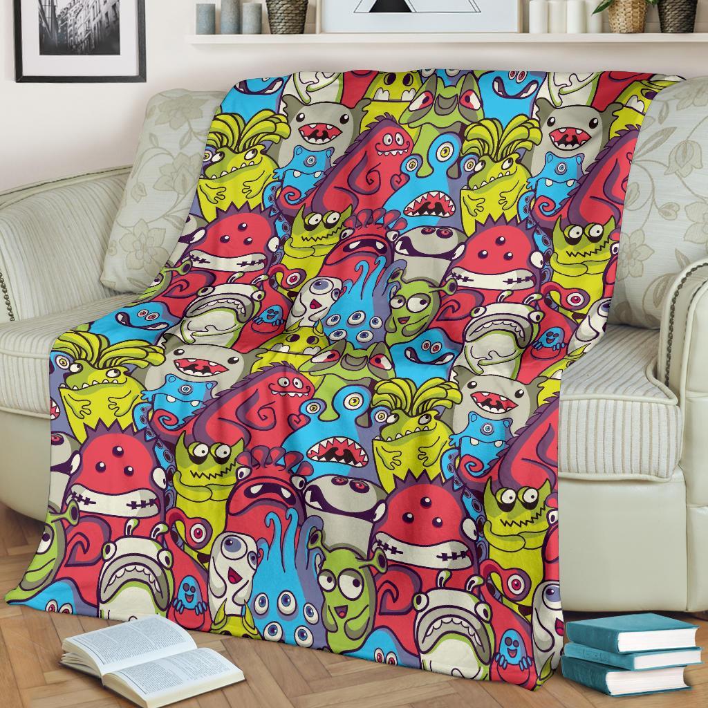 Monster Pattern Print Blanket-grizzshop