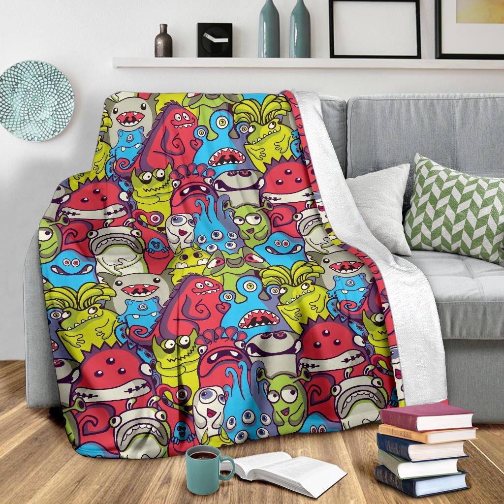 Monster Pattern Print Blanket-grizzshop