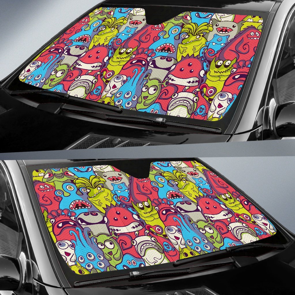 Monster Pattern Print Car Sun Shade-grizzshop