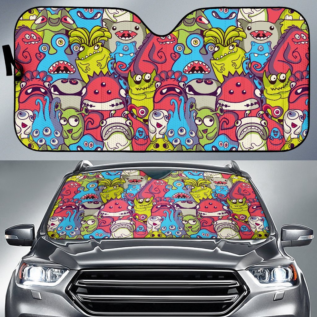 Monster Pattern Print Car Sun Shade-grizzshop