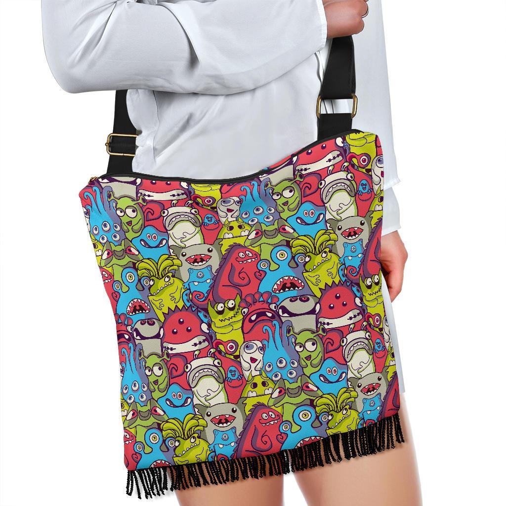 Monster Pattern Print Crossbody Bags-grizzshop