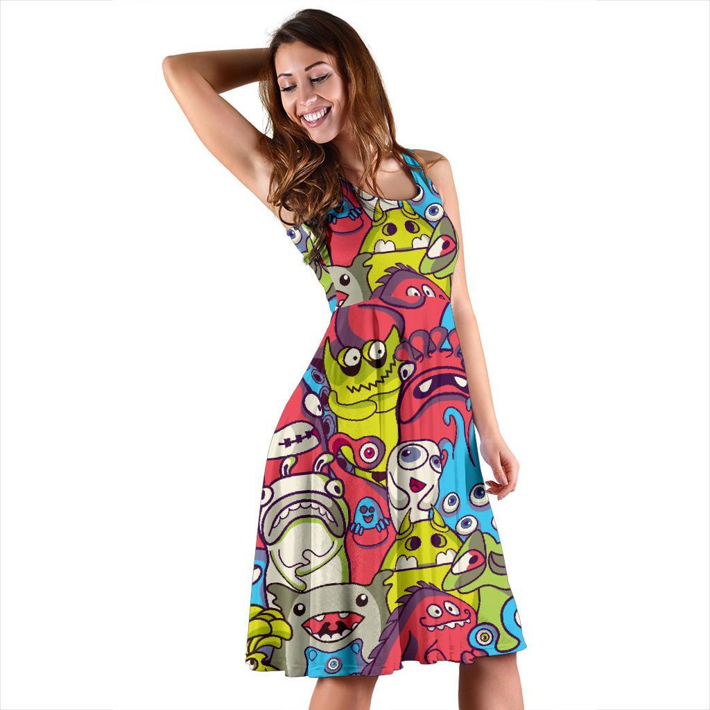 Monster Pattern Print Dress-grizzshop