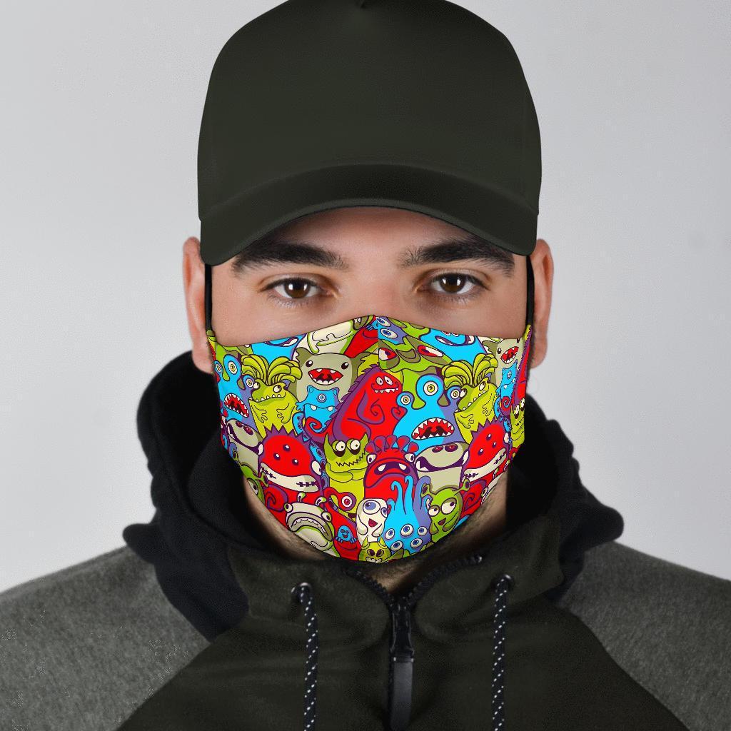 Monster Pattern Print Face Mask-grizzshop