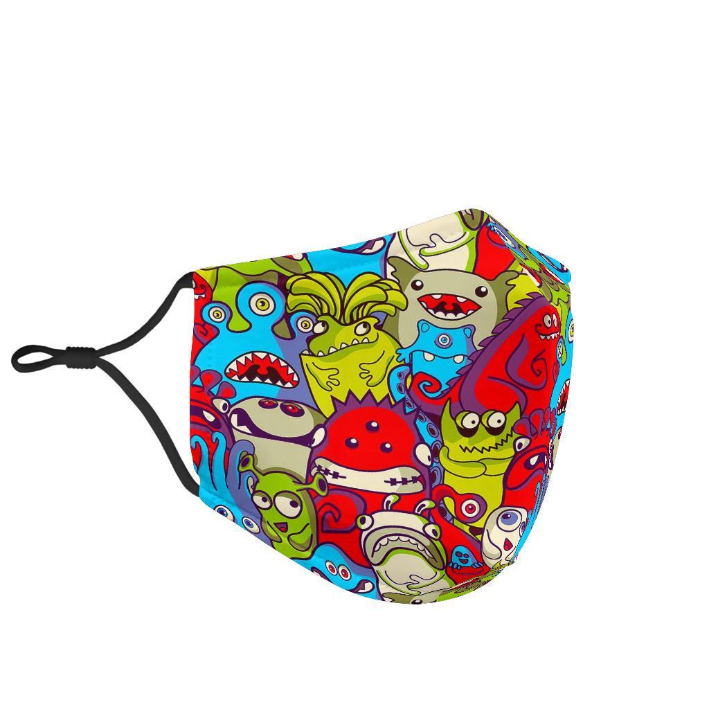 Monster Pattern Print Face Mask-grizzshop