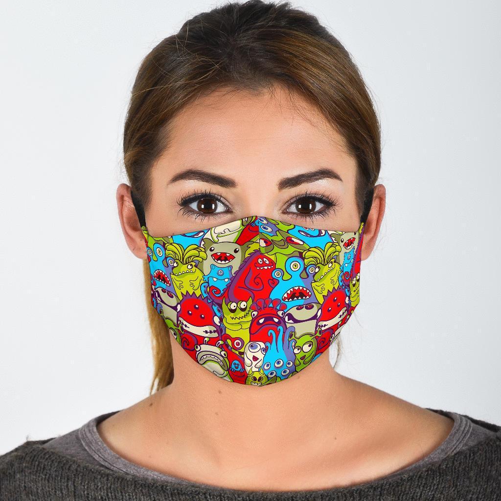 Monster Pattern Print Face Mask-grizzshop