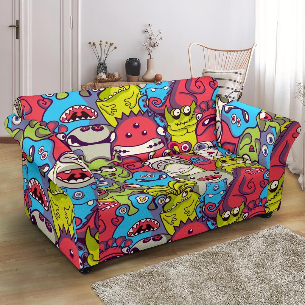 Monster Pattern Print Loveseat Cover-grizzshop