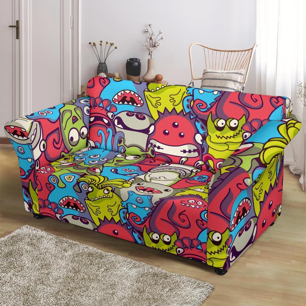 Monster Pattern Print Loveseat Cover-grizzshop