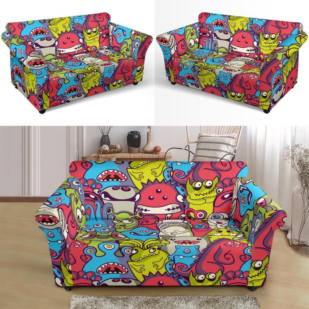 Monster Pattern Print Loveseat Cover-grizzshop