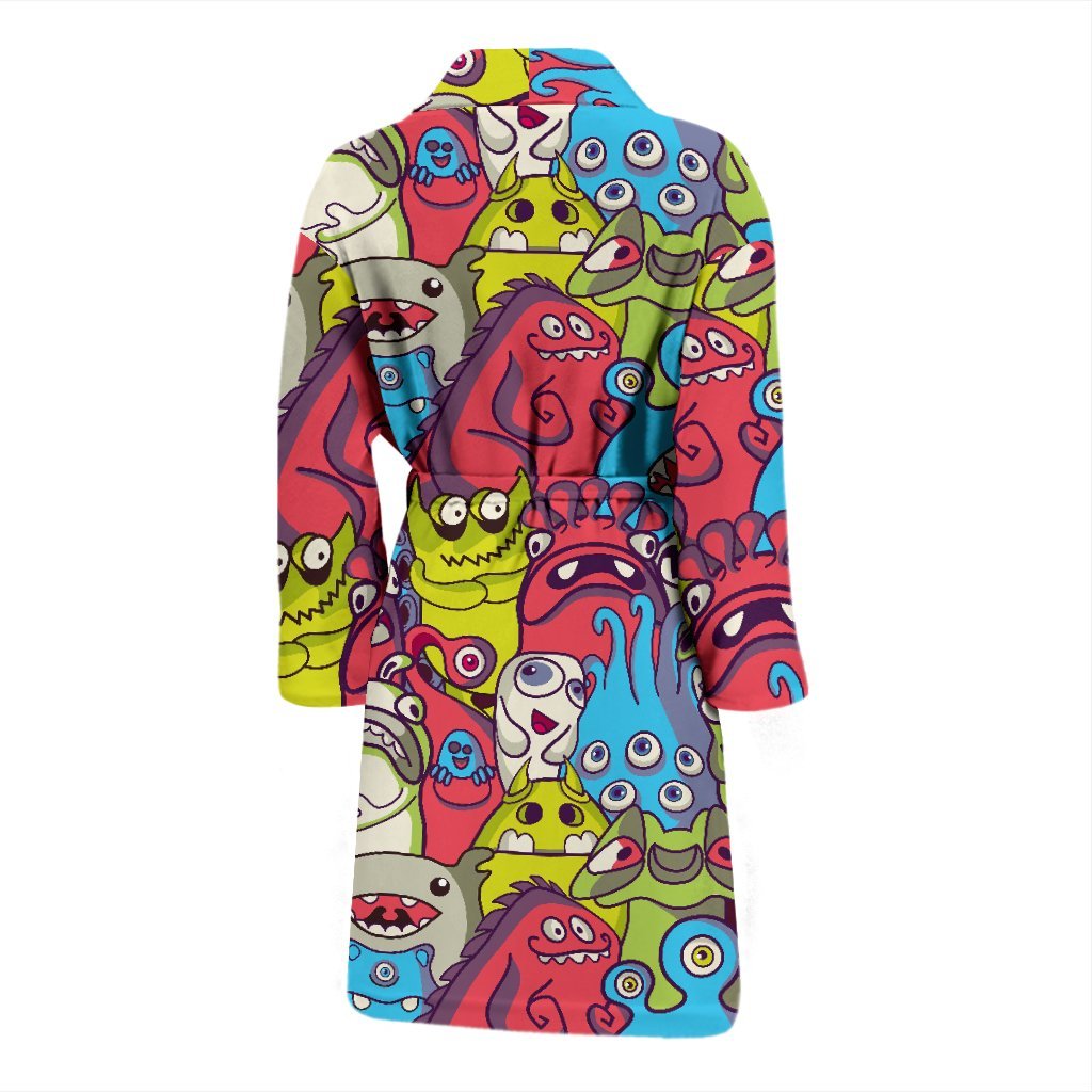 Monster Pattern Print Men Long Robe-grizzshop