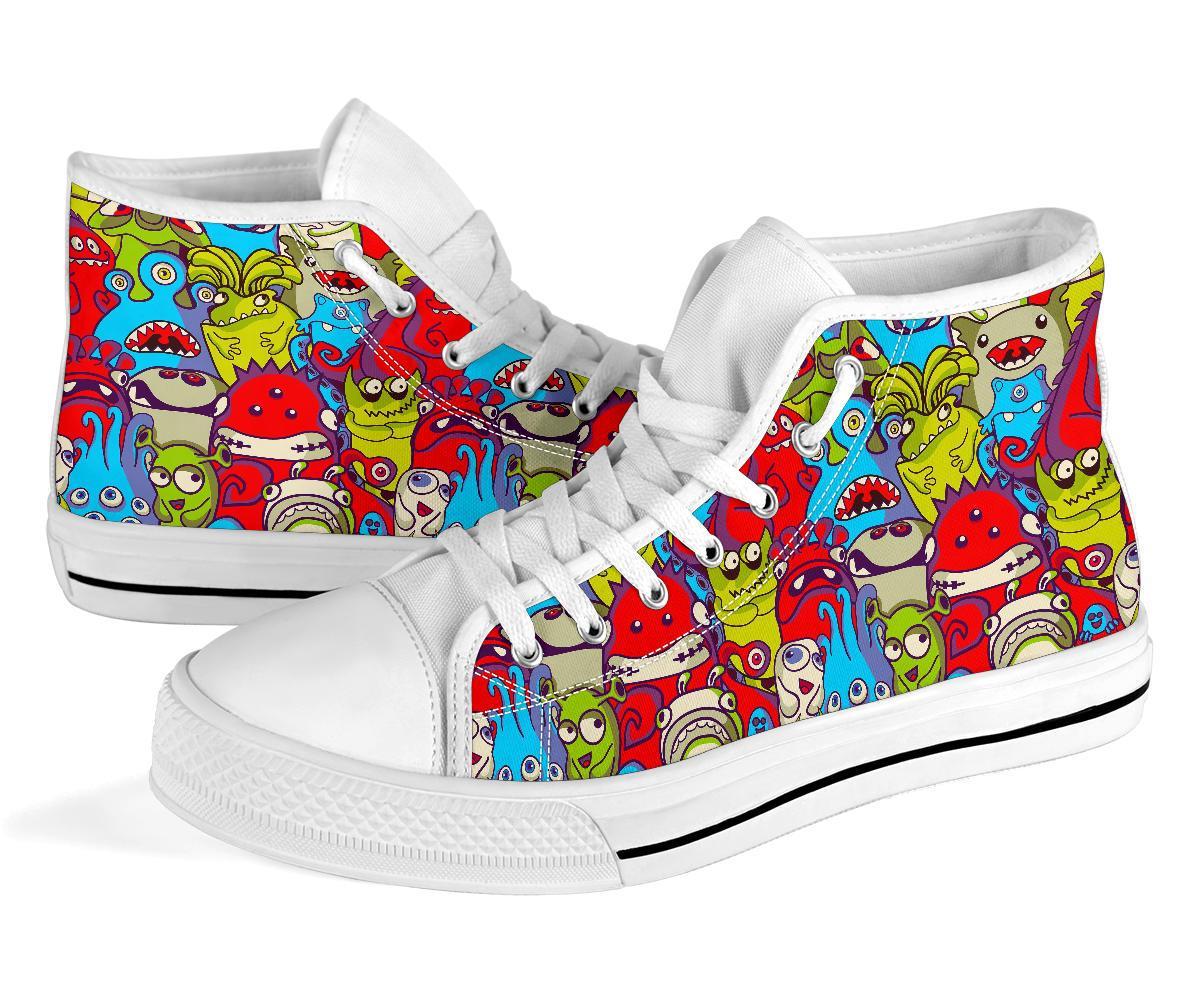 Monster Pattern Print Men Women's High Top Shoes-grizzshop