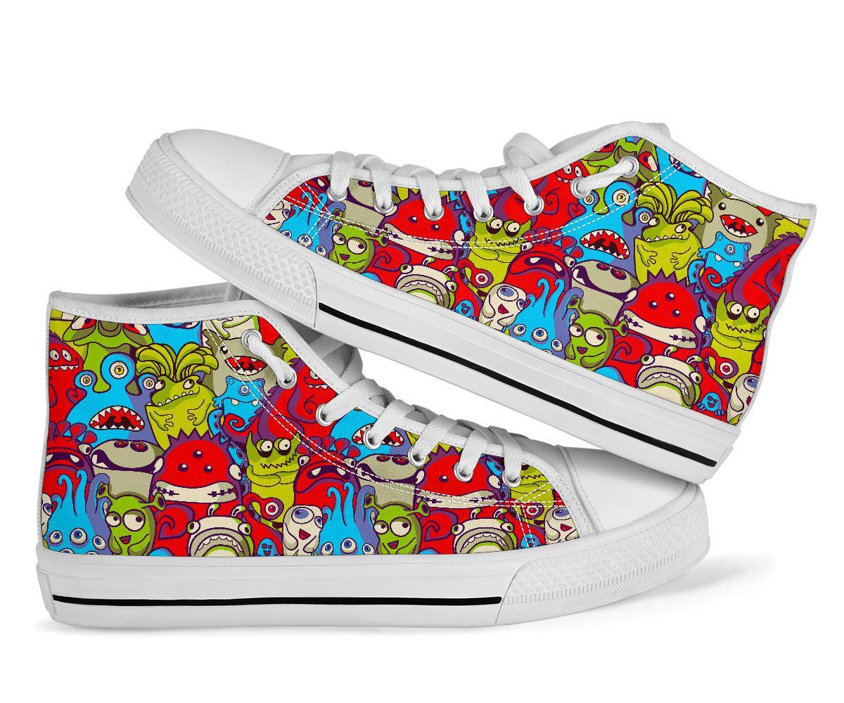 Monster Pattern Print Men Women's High Top Shoes-grizzshop