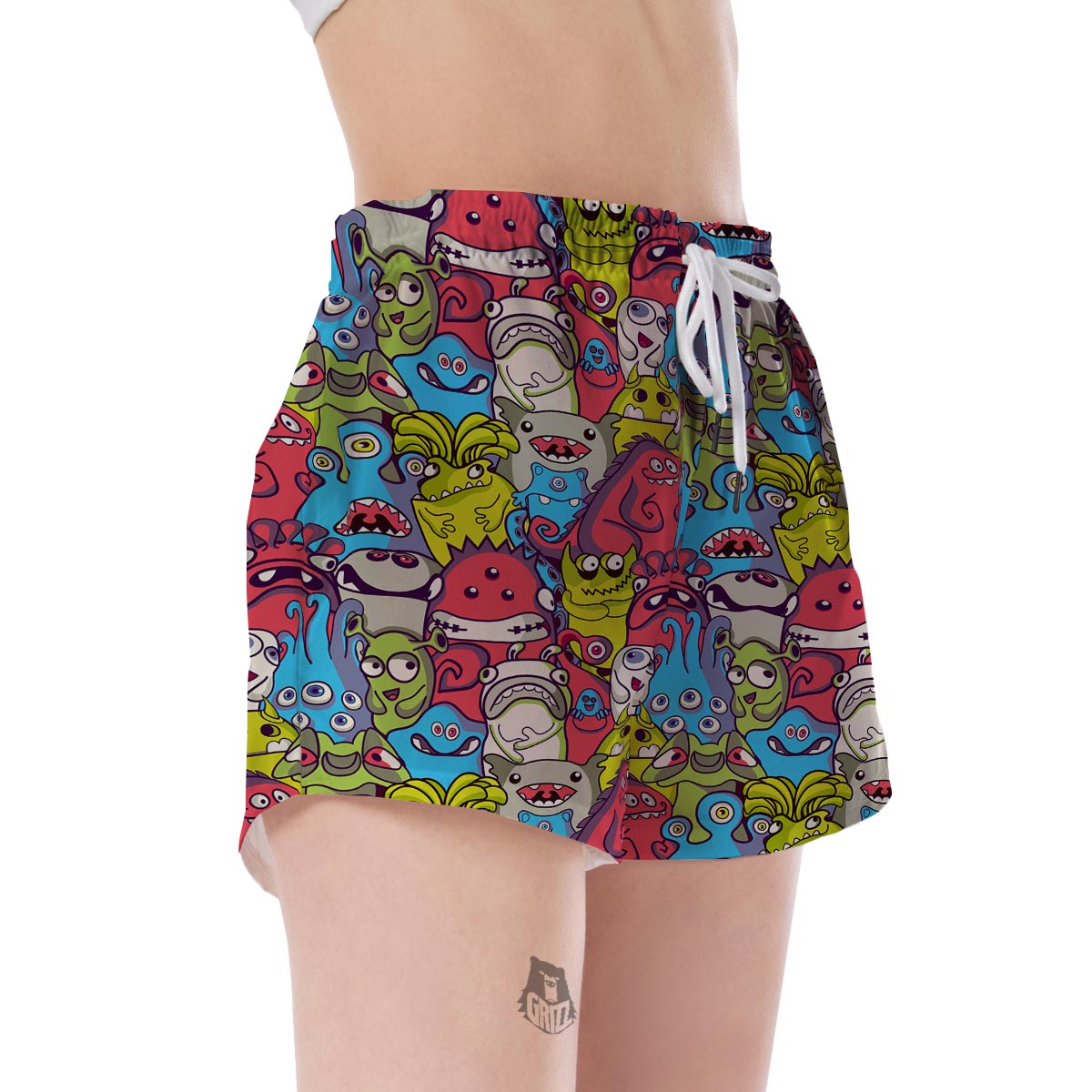 Monster Pattern Print Women's Shorts-grizzshop
