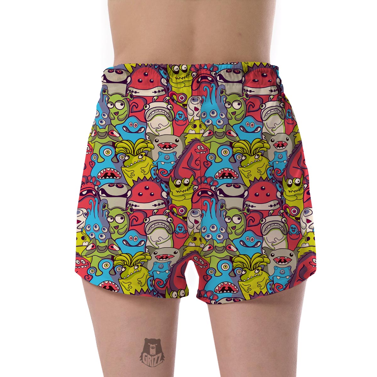 Monster Pattern Print Women's Shorts-grizzshop