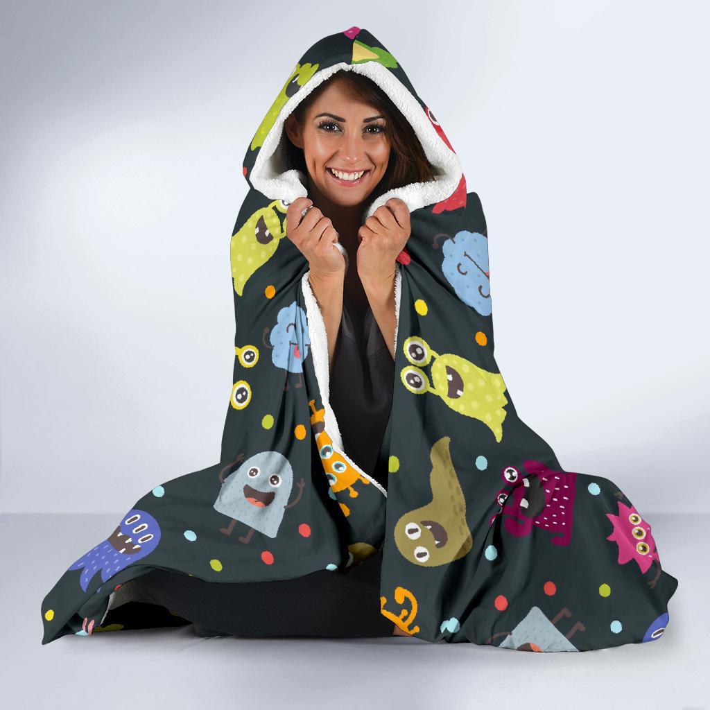 Monster Print Pattern Hooded Blanket-grizzshop