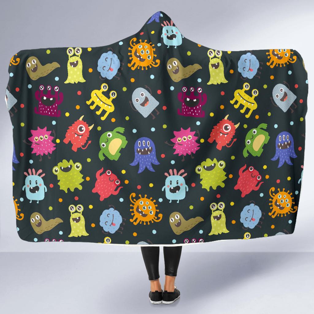 Monster Print Pattern Hooded Blanket-grizzshop