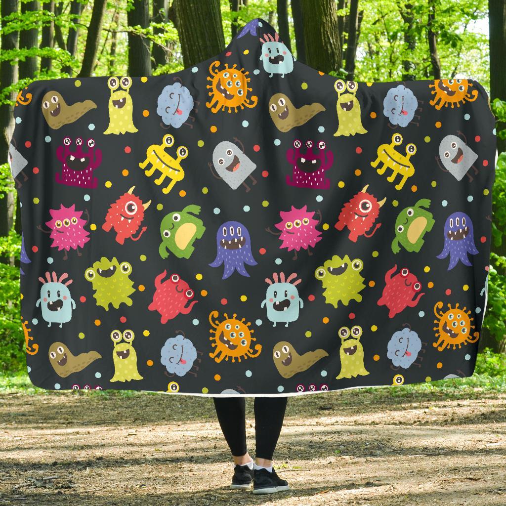 Monster Print Pattern Hooded Blanket-grizzshop
