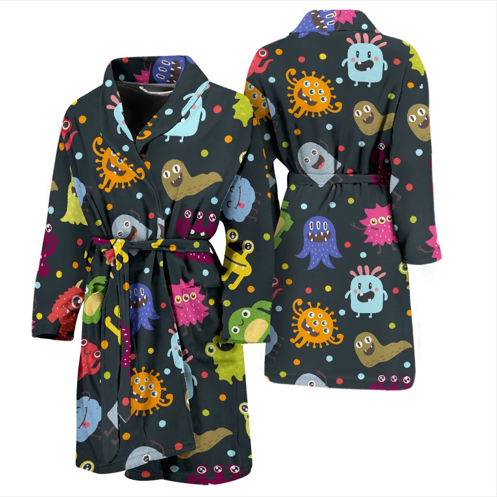 Monster Print Pattern Men Long Robe-grizzshop