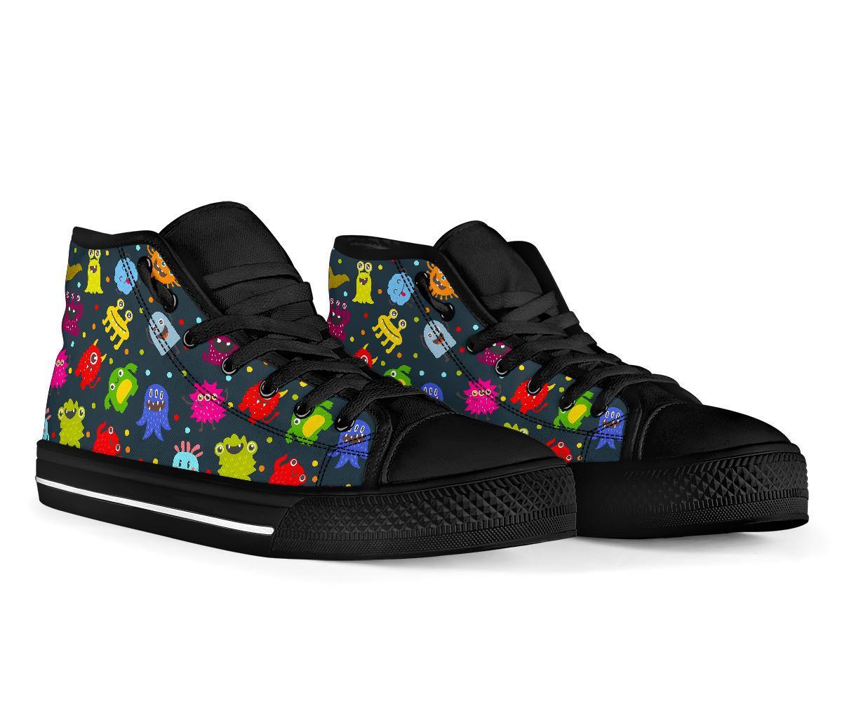 Monster Print Pattern Men Women's High Top Shoes-grizzshop