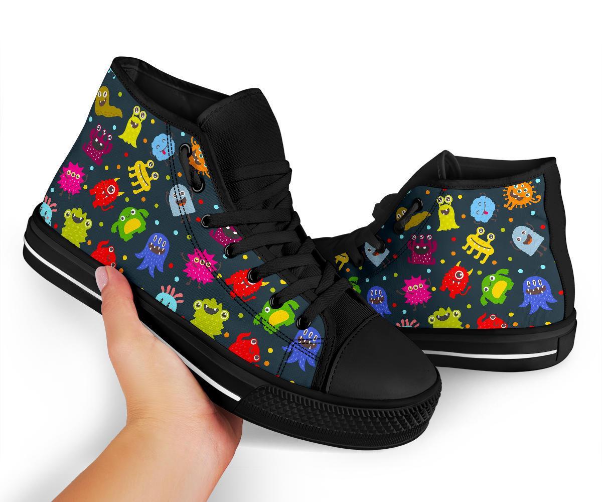 Monster Print Pattern Men Women's High Top Shoes-grizzshop