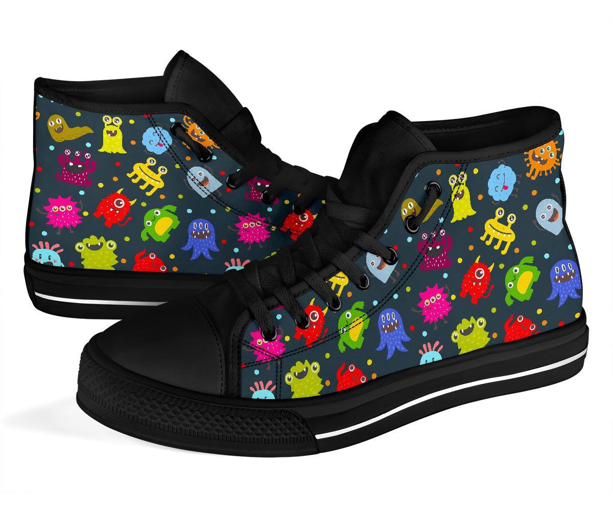 Monster Print Pattern Men Women's High Top Shoes-grizzshop
