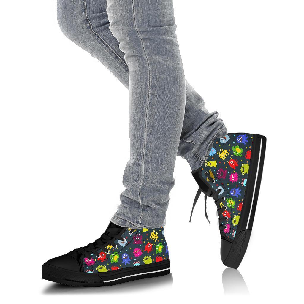 Monster Print Pattern Men Women's High Top Shoes-grizzshop