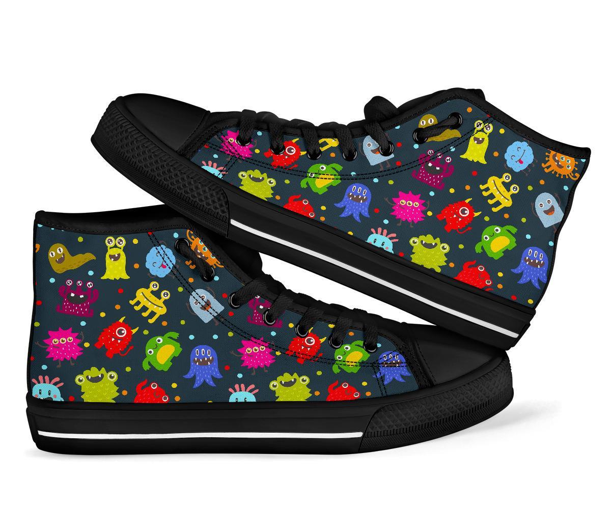 Monster Print Pattern Men Women's High Top Shoes-grizzshop