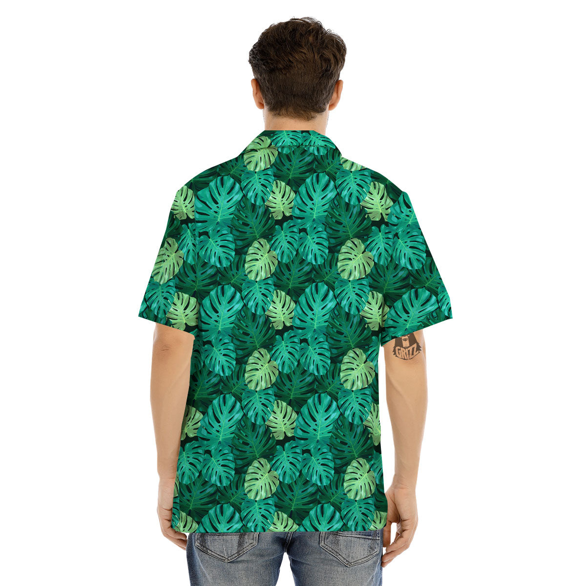 Monstera Leaf Green Print Men's Hawaiian Shirt-grizzshop
