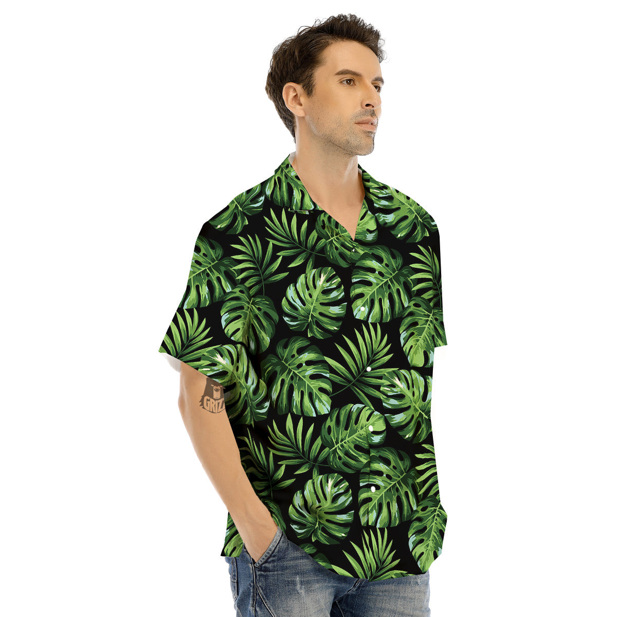 Monstera Leaves Tropical Print Pattern Men's Hawaiian Shirt-grizzshop