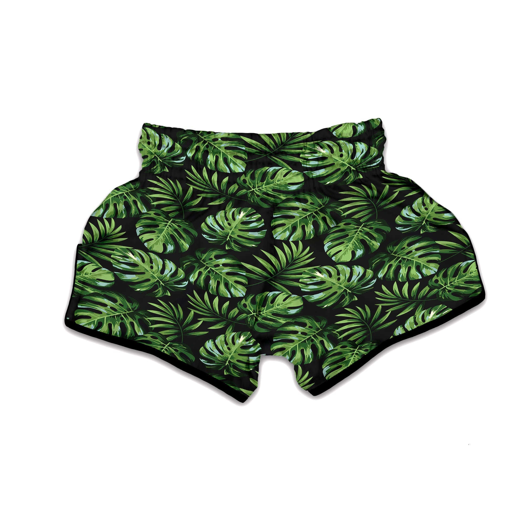 Monstera Leaves Tropical Print Pattern Muay Thai Boxing Shorts-grizzshop