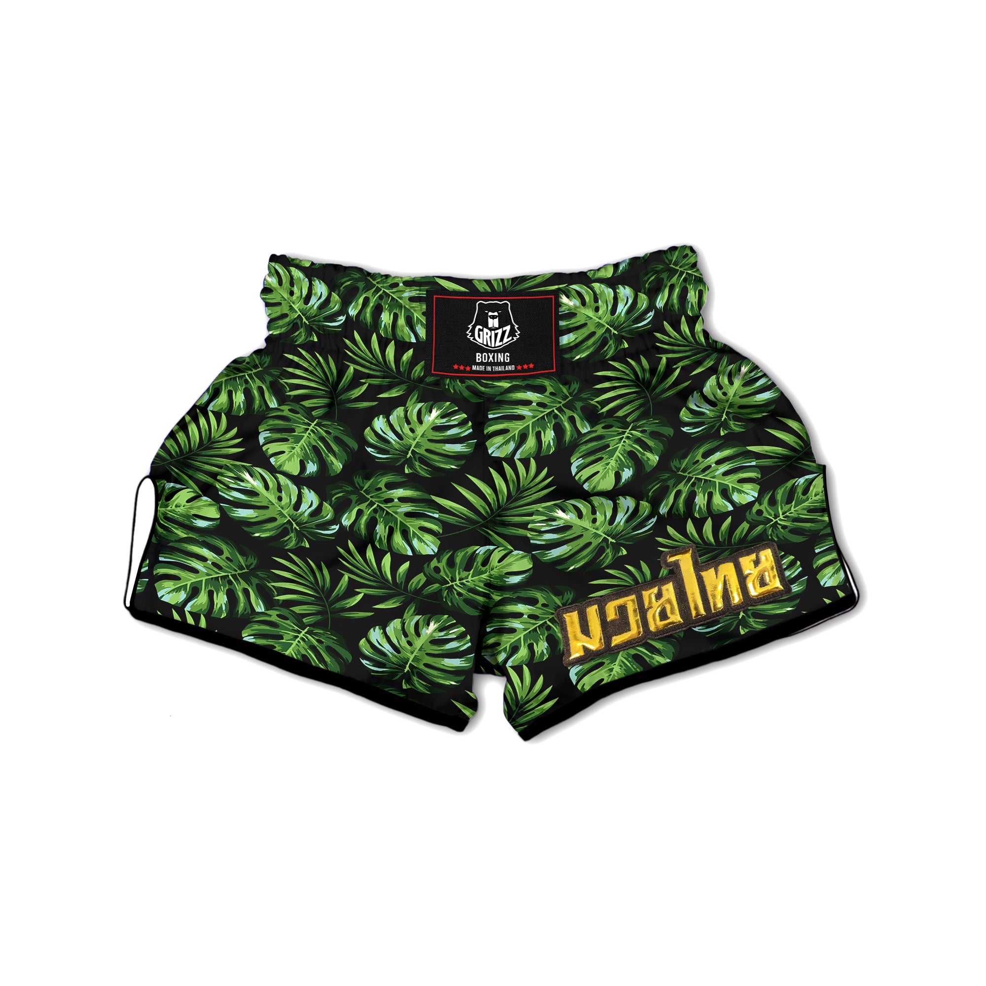 Monstera Leaves Tropical Print Pattern Muay Thai Boxing Shorts-grizzshop