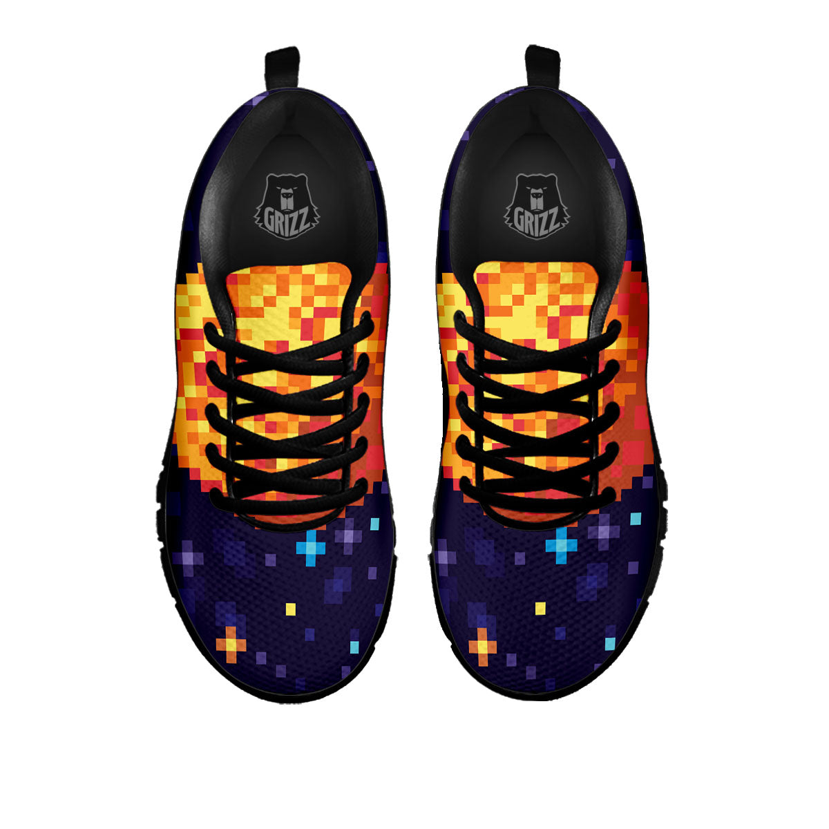 Moon 8-Bit Pixel Print Black Sneaker-grizzshop