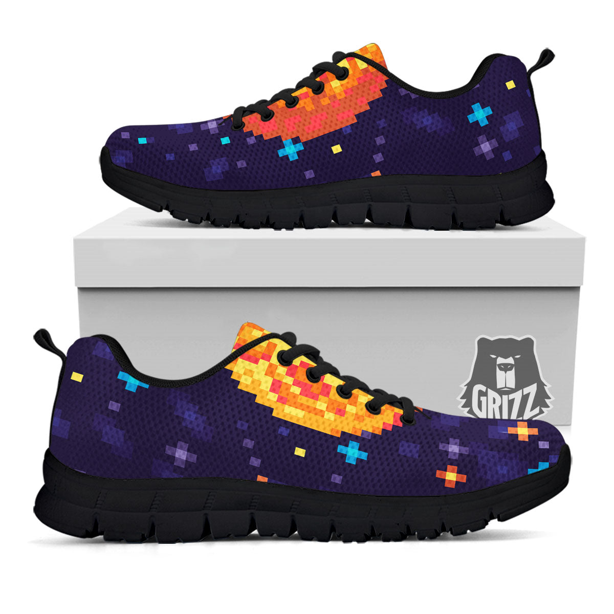 Moon 8-Bit Pixel Print Black Sneaker-grizzshop