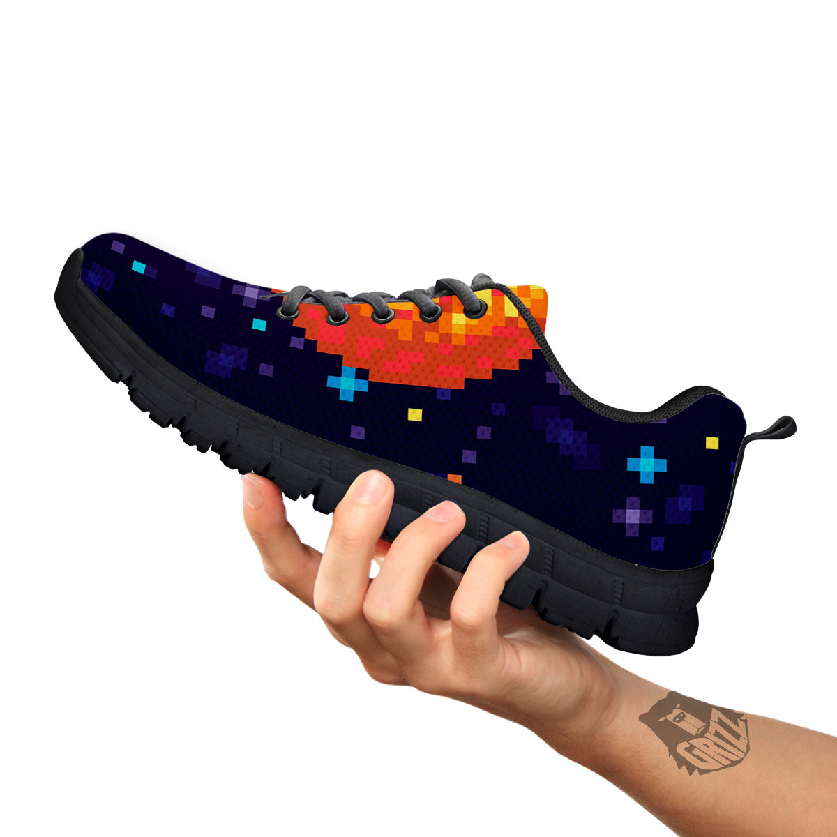 Moon 8-Bit Pixel Print Black Sneaker-grizzshop