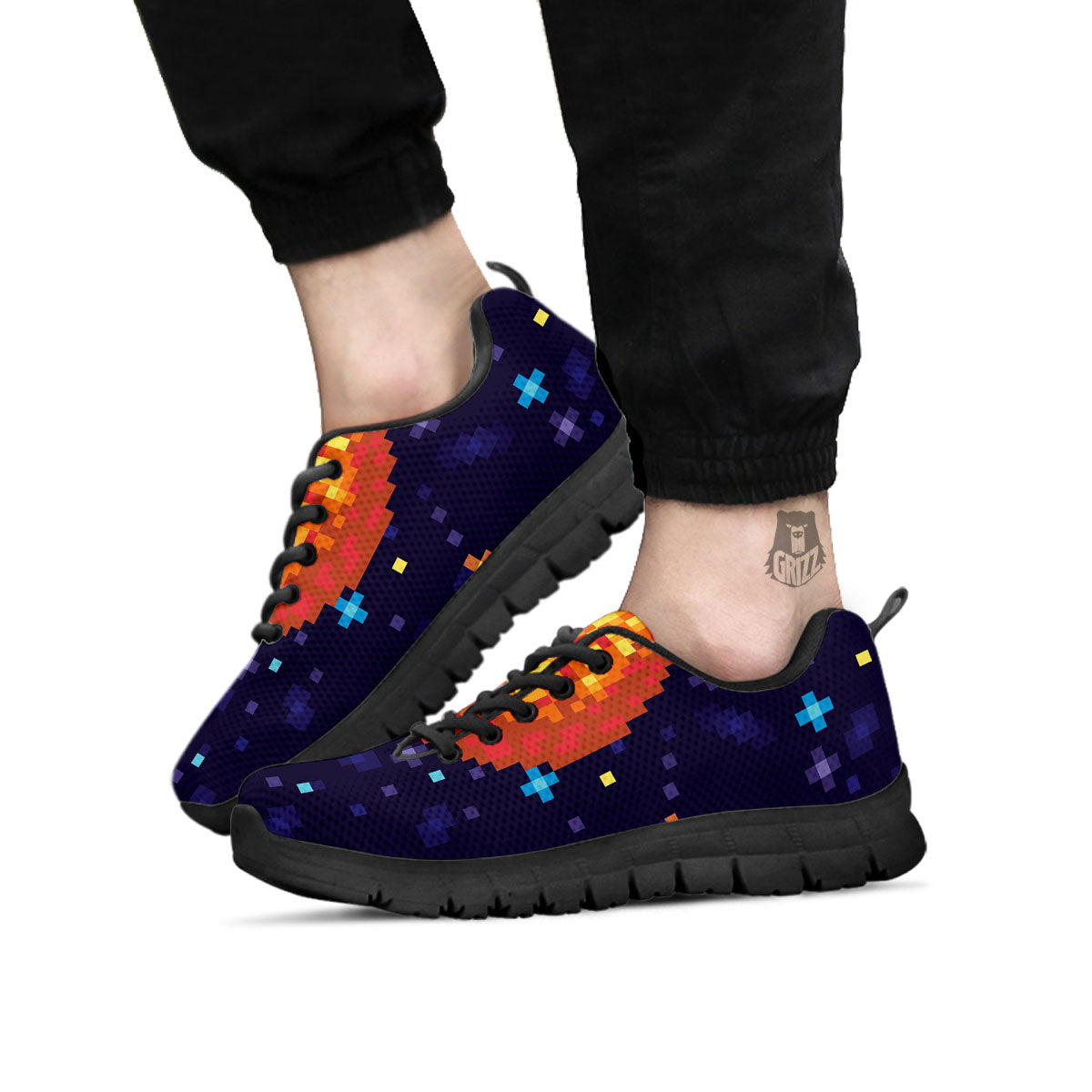 Moon 8-Bit Pixel Print Black Sneaker-grizzshop