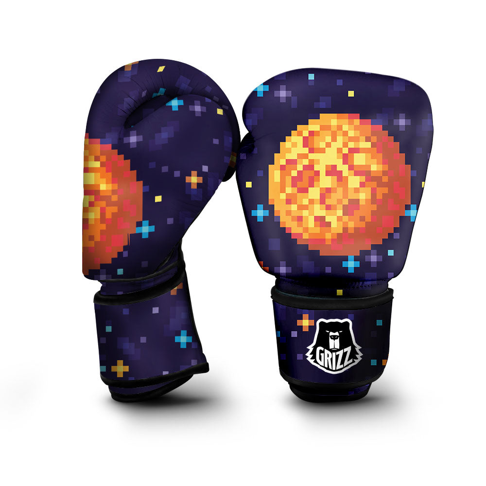 Moon 8-Bit Pixel Print Boxing Gloves-grizzshop