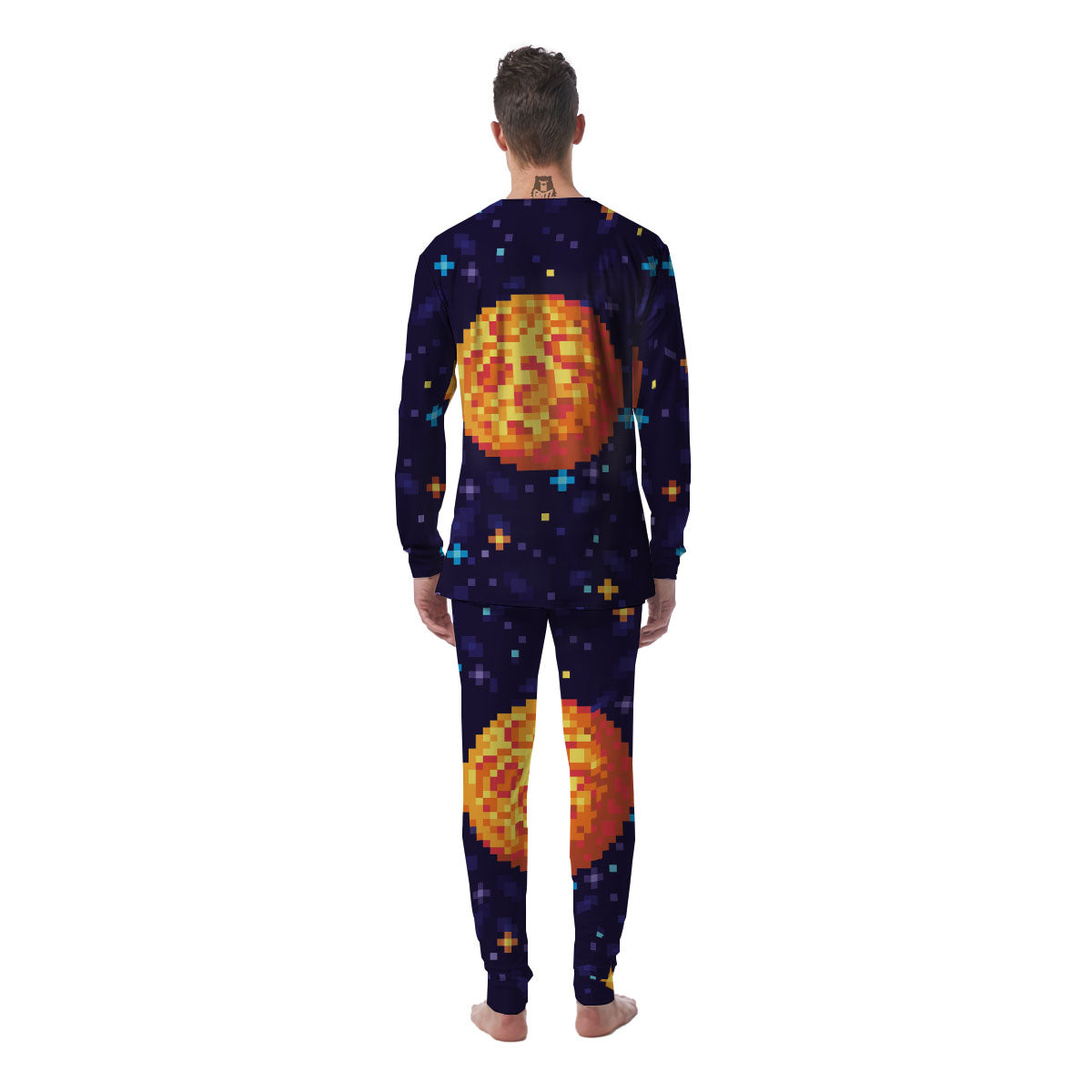 Moon 8-Bit Pixel Print Men's Pajamas-grizzshop