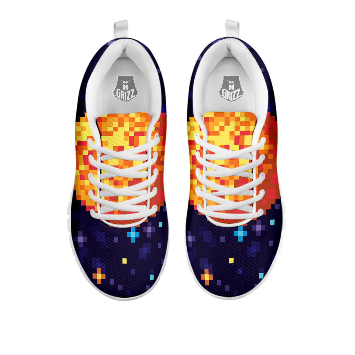Moon 8-Bit Pixel Print White Sneaker-grizzshop