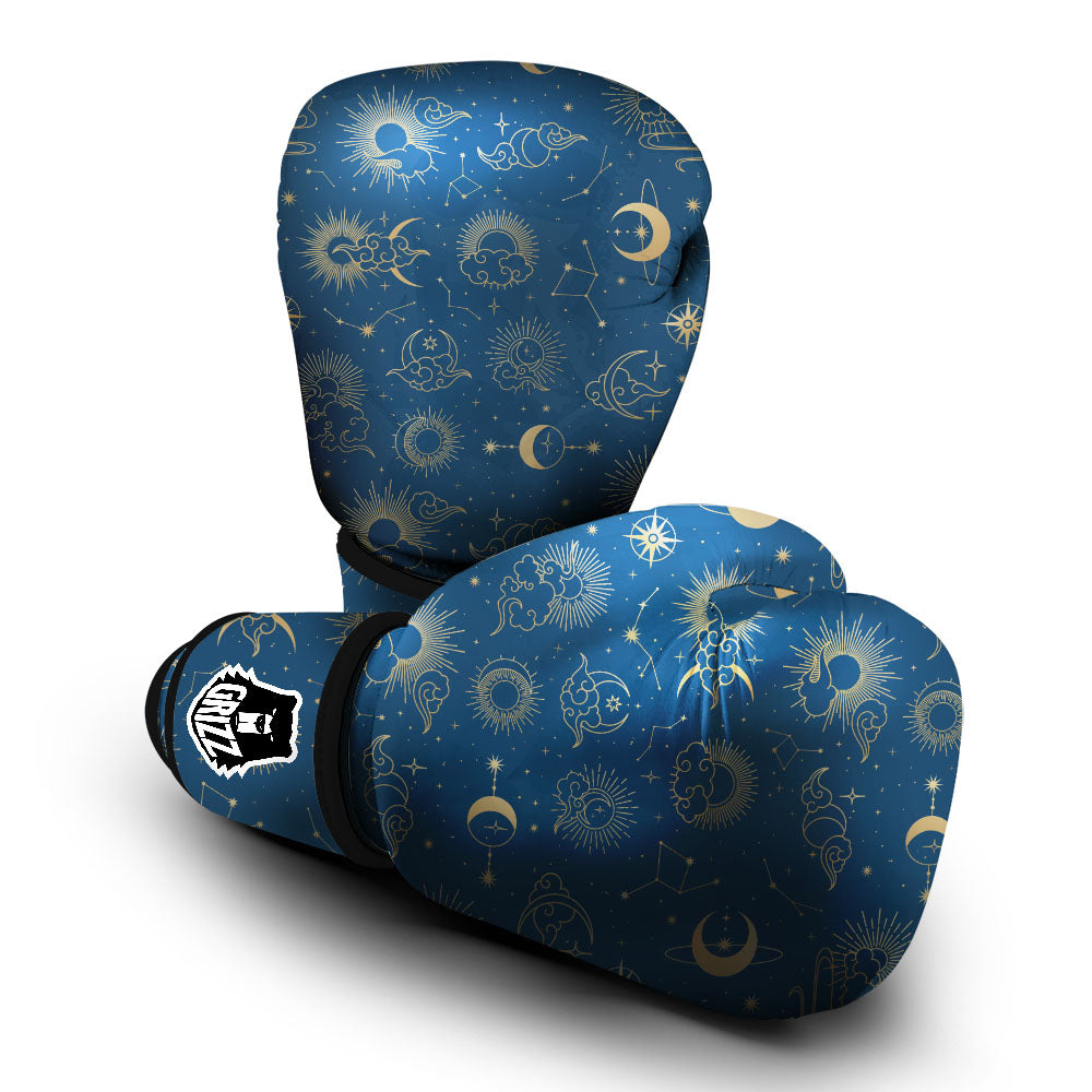 Moon And Blue Sun Print Pattern Boxing Gloves-grizzshop